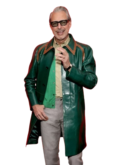 NYC 2025 Jeff Goldblum Green Leather Coat NYC 2025 Jeff Goldblum Green Leather Coat